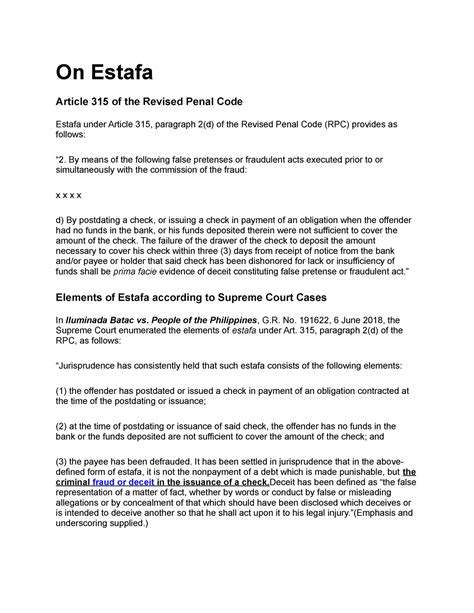 article 315-318 revised penal code|Estafa (deceit/swindling) under Art. 315, Rev. Penal Code .